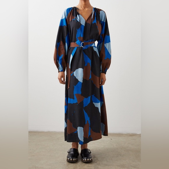 Rails Leanna Dress Blue‎ Multi Color Block size small